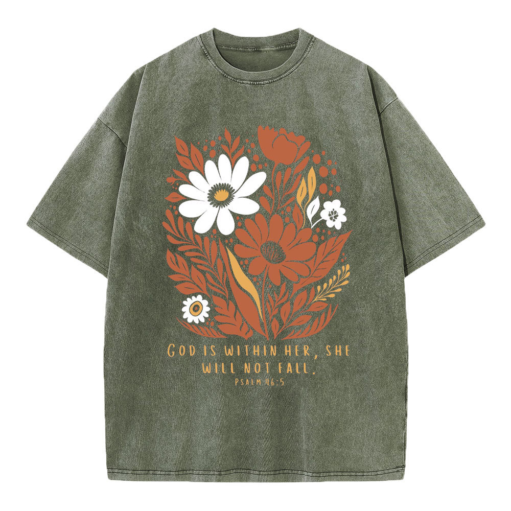 God Is Within Her She Will Not Fall Christian Washed T-Shirt