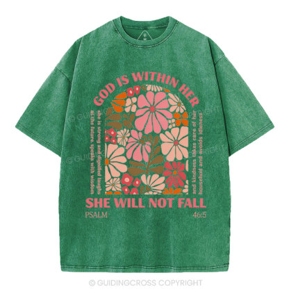 God Is Within Her She Will Not Fall Christian Washed T-Shirt