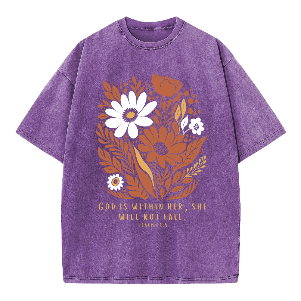 God Is Within Her She Will Not Fall Christian Washed T-Shirt