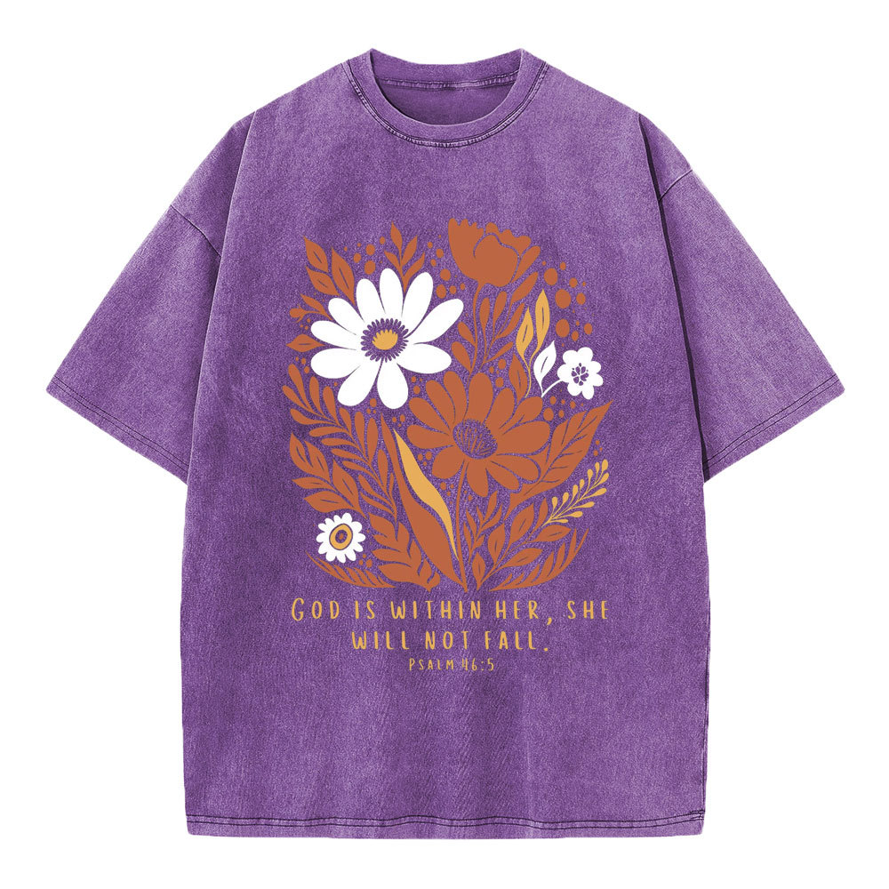 God Is Within Her She Will Not Fall Christian Washed T-Shirt