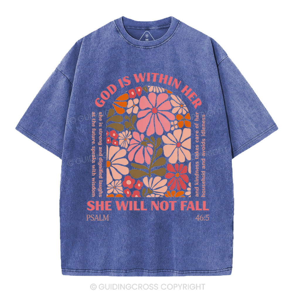 God Is Within Her She Will Not Fall Christian Washed T-Shirt