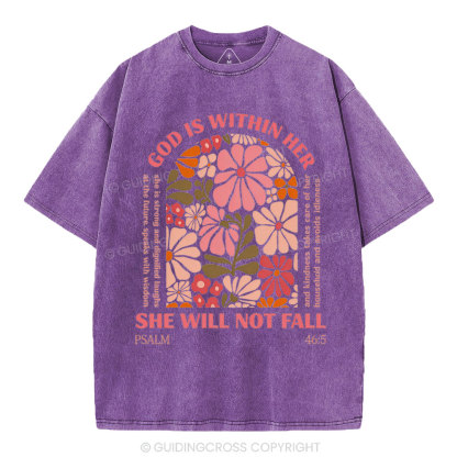 God Is Within Her She Will Not Fall Christian Washed T-Shirt
