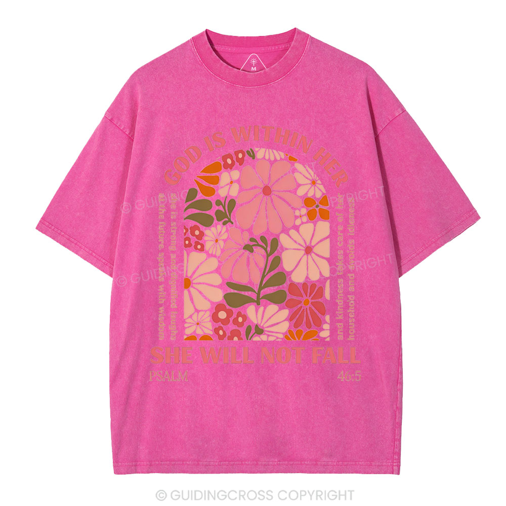 God Is Within Her She Will Not Fall Christian Washed T-Shirt