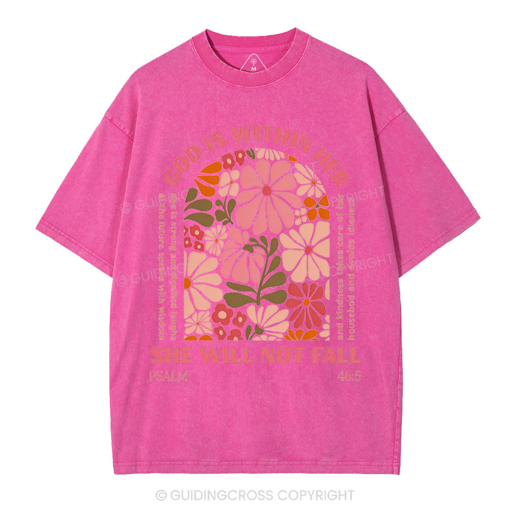 God Is Within Her She Will Not Fall Christian Washed T-Shirt