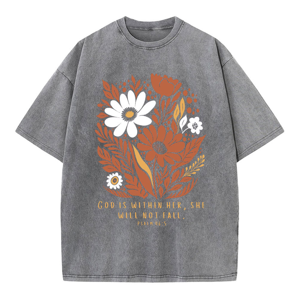 God Is Within Her She Will Not Fall Christian Washed T-Shirt