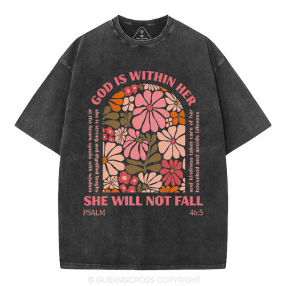 God Is Within Her She Will Not Fall Christian Washed T-Shirt