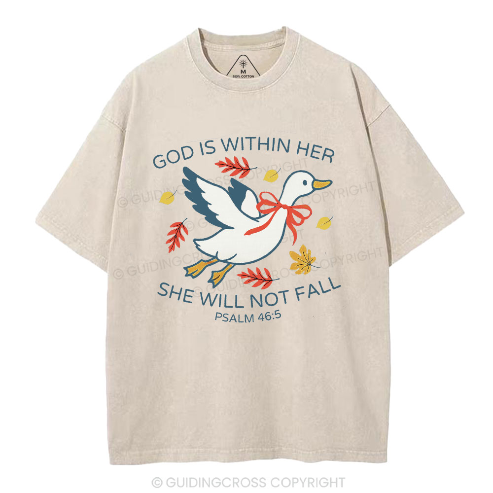 God Is Within Her She Will Not Fall Christian Washed T-Shirt