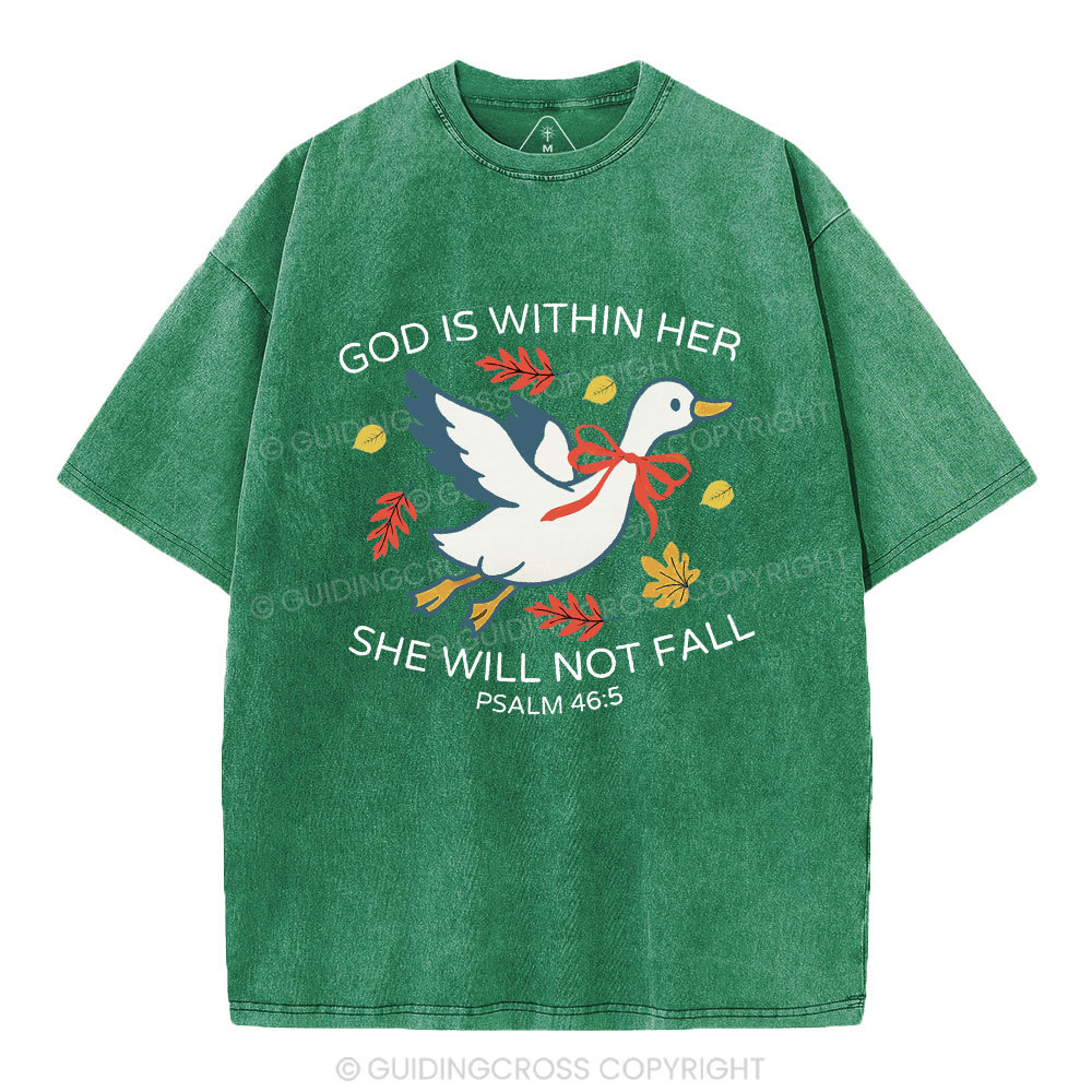God Is Within Her She Will Not Fall Christian Washed T-Shirt
