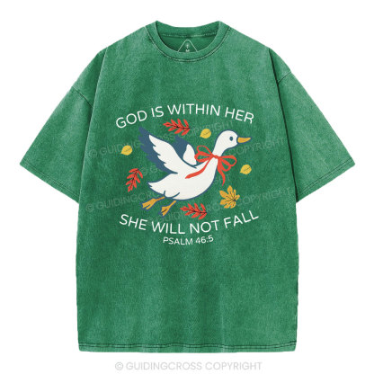 God Is Within Her She Will Not Fall Christian Washed T-Shirt