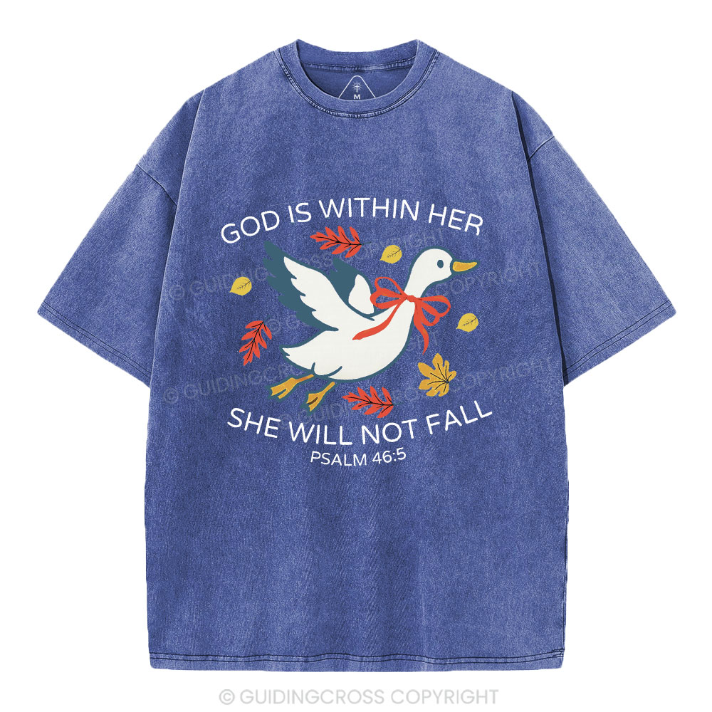 God Is Within Her She Will Not Fall Christian Washed T-Shirt