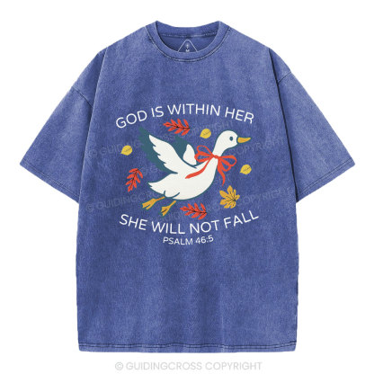 God Is Within Her She Will Not Fall Christian Washed T-Shirt
