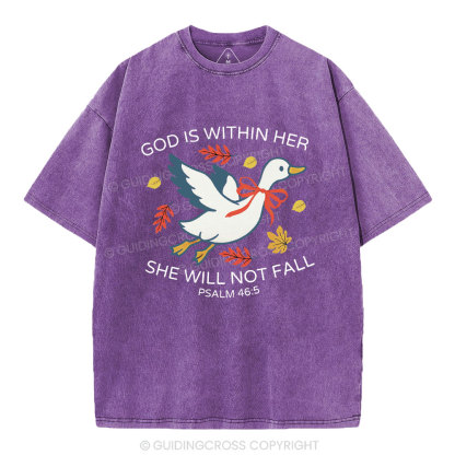 God Is Within Her She Will Not Fall Christian Washed T-Shirt