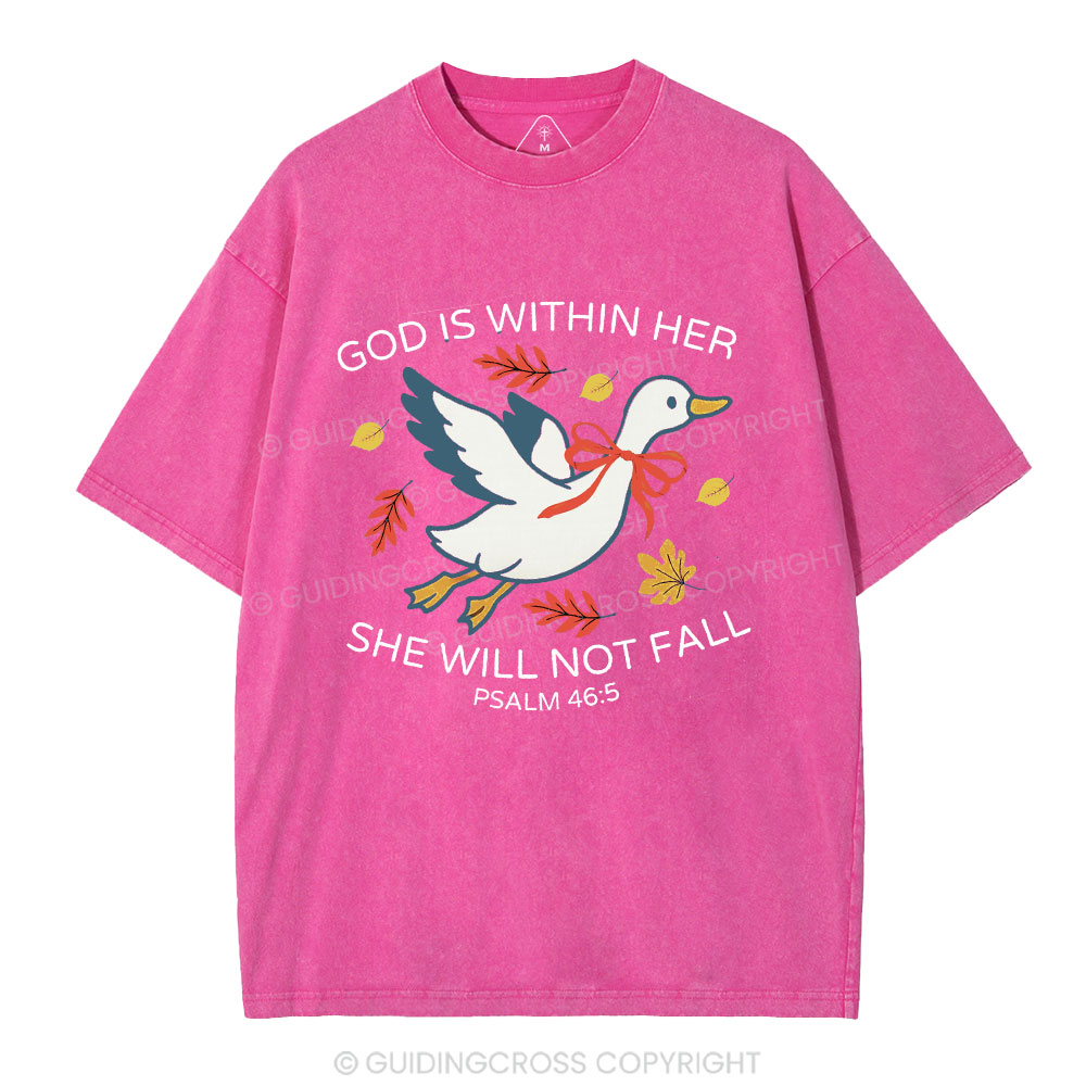 God Is Within Her She Will Not Fall Christian Washed T-Shirt
