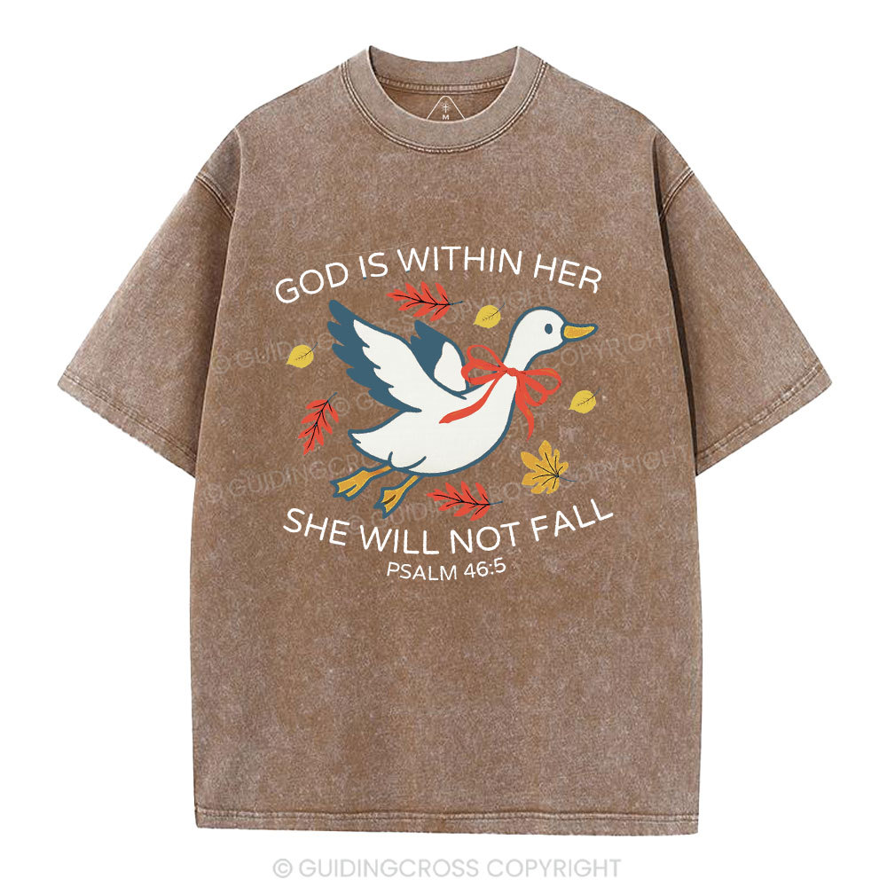 God Is Within Her She Will Not Fall Christian Washed T-Shirt