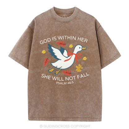 God Is Within Her She Will Not Fall Christian Washed T-Shirt