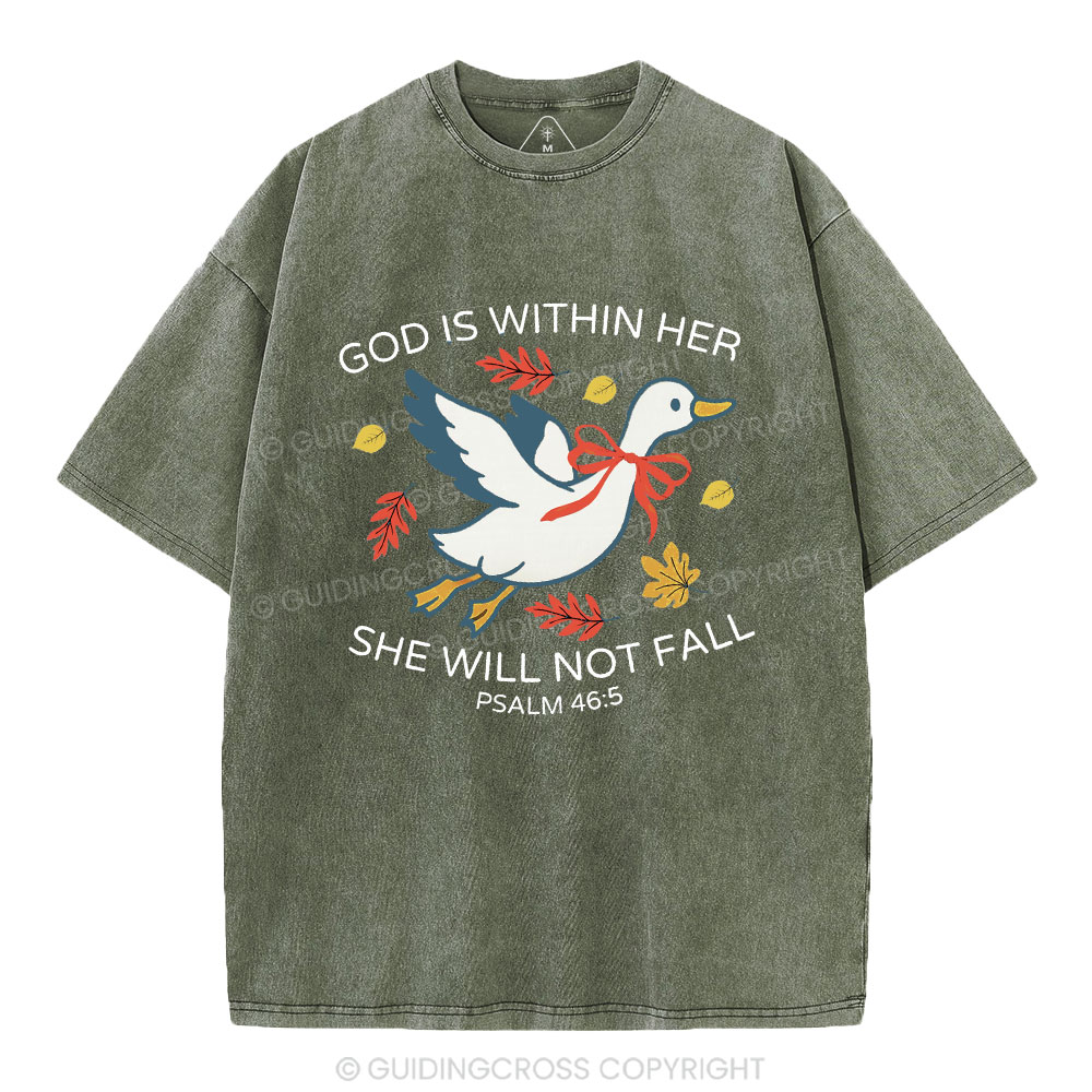 God Is Within Her She Will Not Fall Christian Washed T-Shirt