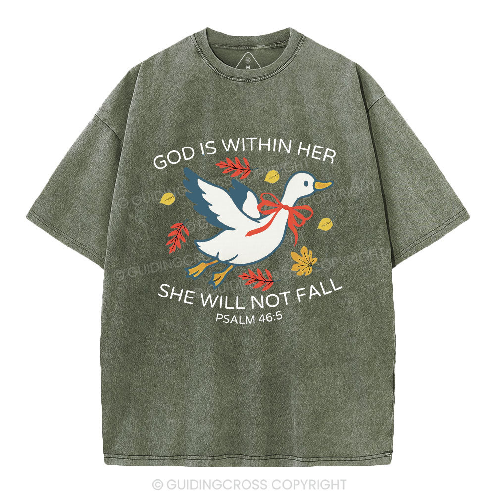 God Is Within Her She Will Not Fall Christian Washed T-Shirt