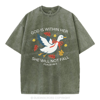 God Is Within Her She Will Not Fall Christian Washed T-Shirt