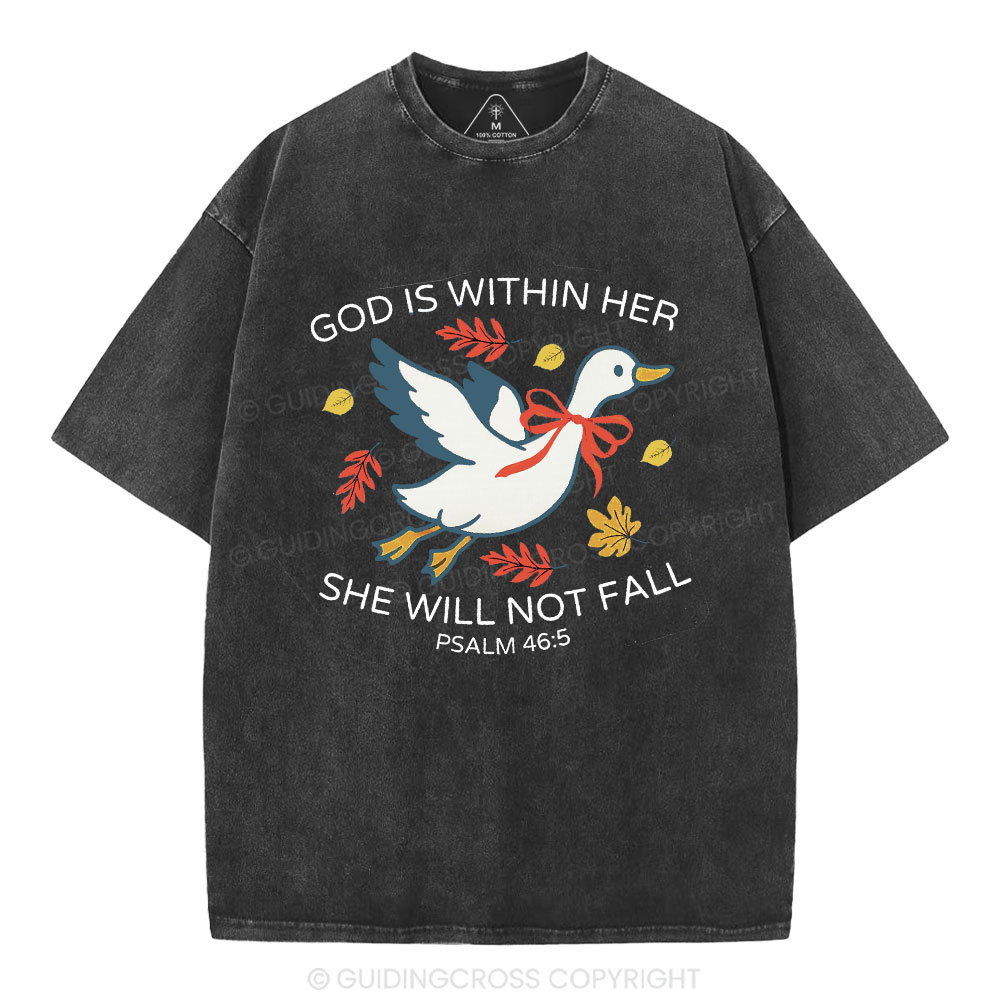 God Is Within Her She Will Not Fall Christian Washed T-Shirt