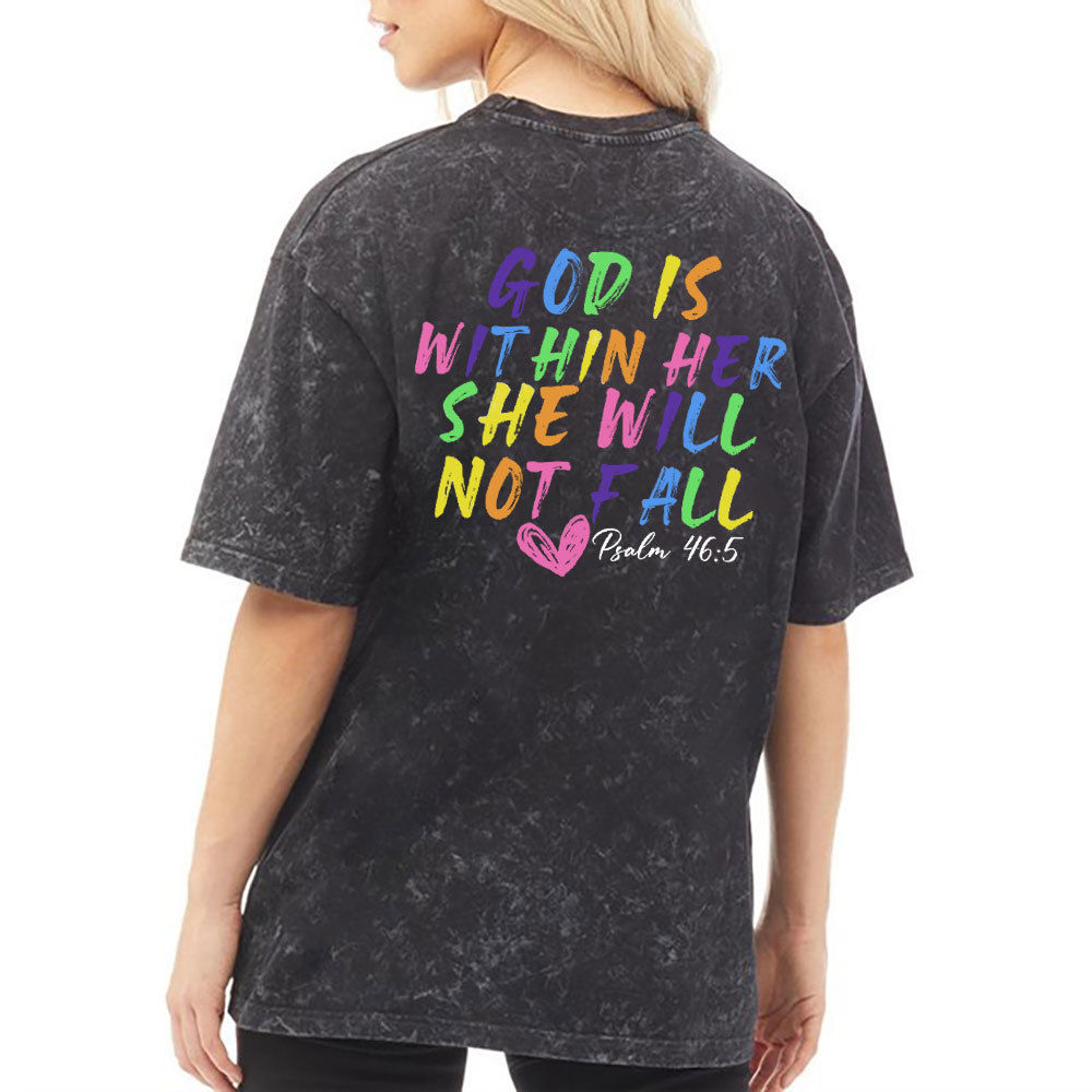 God Is Within Her She Will Not Fall Christian Washed T-Shirt Sale - GuidingCross