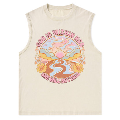 God Is Within Her She Will Not Fall Christian Washed Tank Top