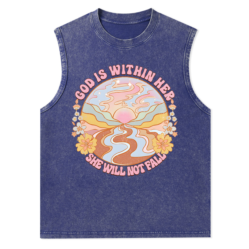 God Is Within Her She Will Not Fall Christian Washed Tank Top