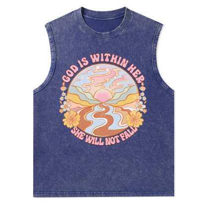 God Is Within Her She Will Not Fall Christian Washed Tank Top