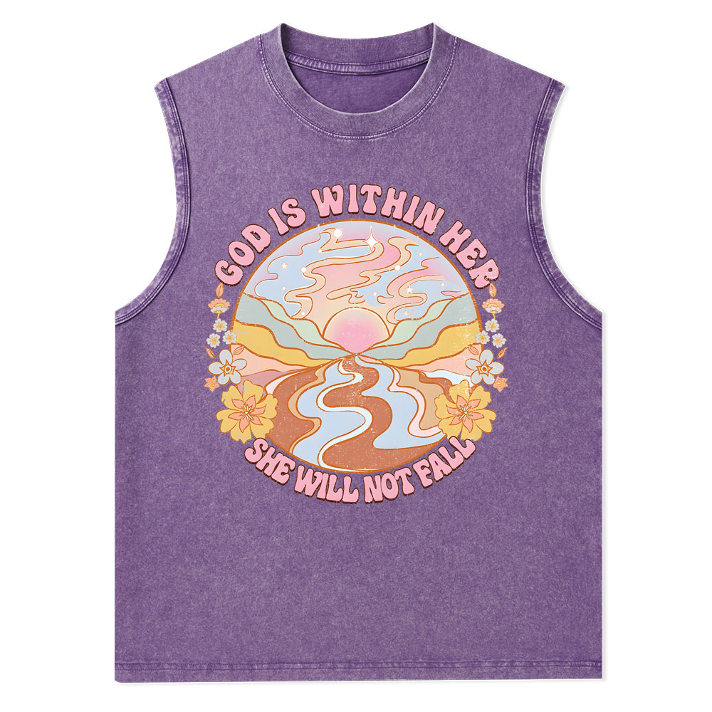 God Is Within Her She Will Not Fall Christian Washed Tank Top
