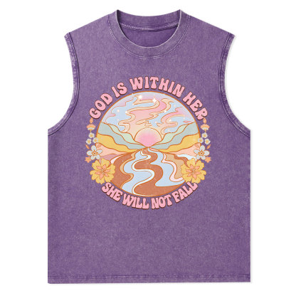 God Is Within Her She Will Not Fall Christian Washed Tank Top
