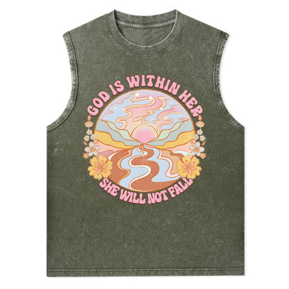 God Is Within Her She Will Not Fall Christian Washed Tank Top