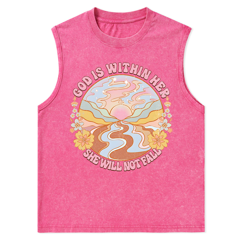 God Is Within Her She Will Not Fall Christian Washed Tank Top