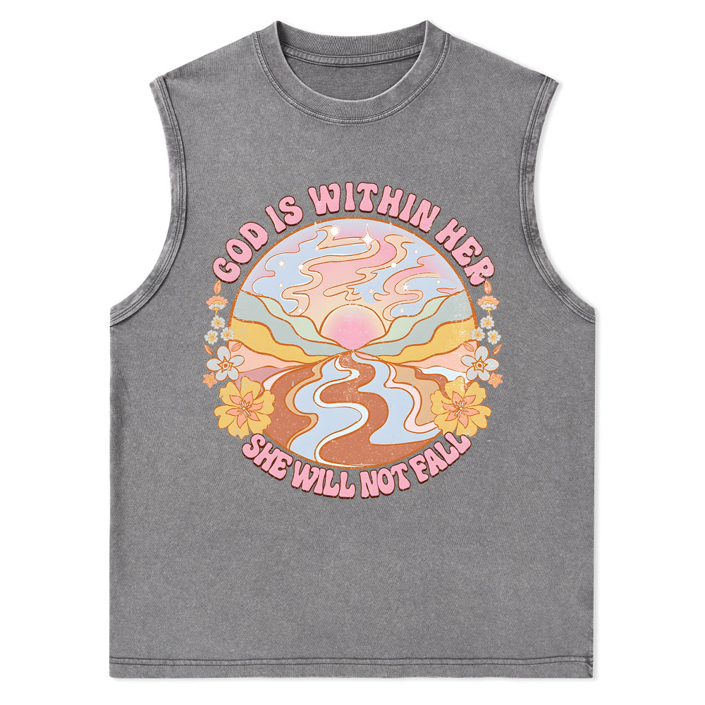 God Is Within Her She Will Not Fall Christian Washed Tank Top