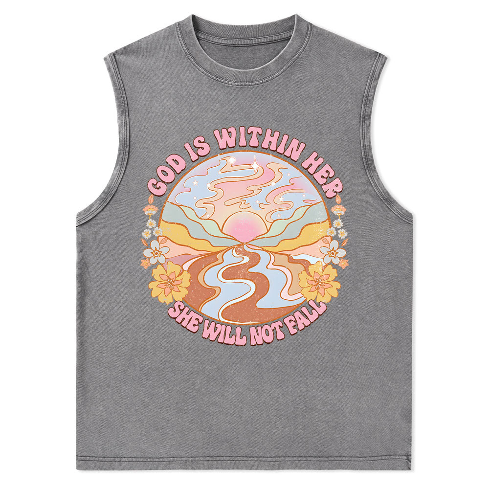 God Is Within Her She Will Not Fall Christian Washed Tank Top