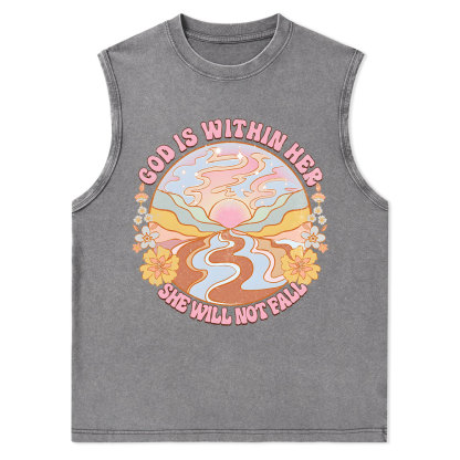 God Is Within Her She Will Not Fall Christian Washed Tank Top