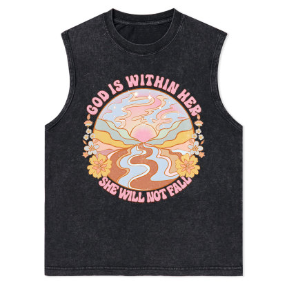 God Is Within Her She Will Not Fall Christian Washed Tank Top