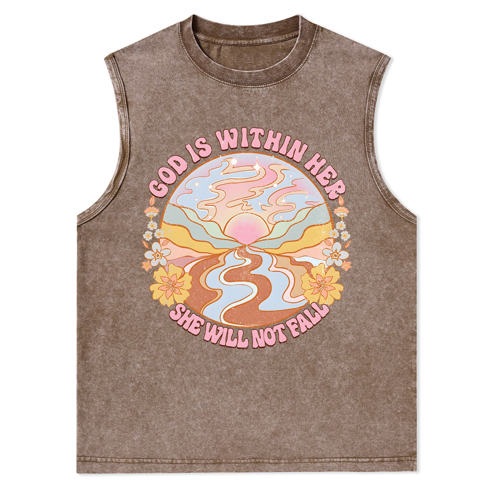 God Is Within Her She Will Not Fall Christian Washed Tank Top