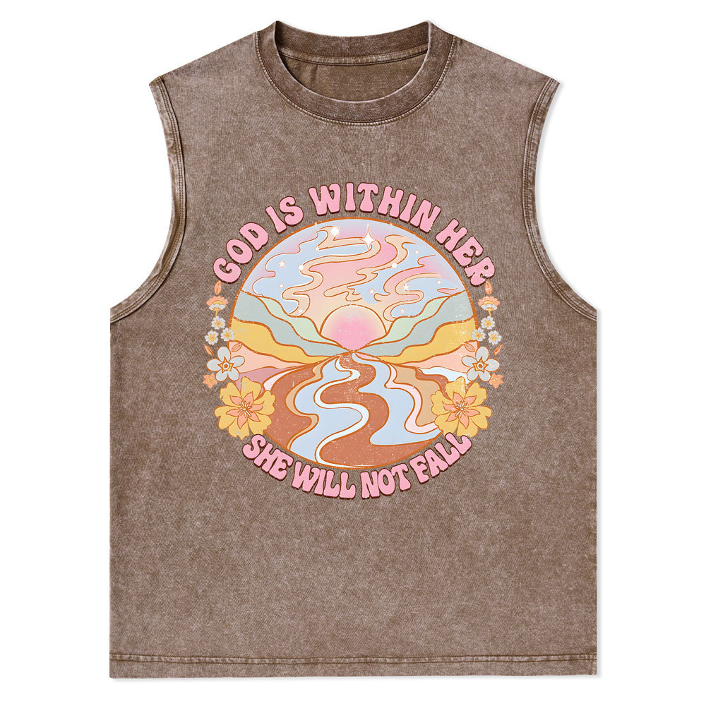 God Is Within Her She Will Not Fall Christian Washed Tank Top