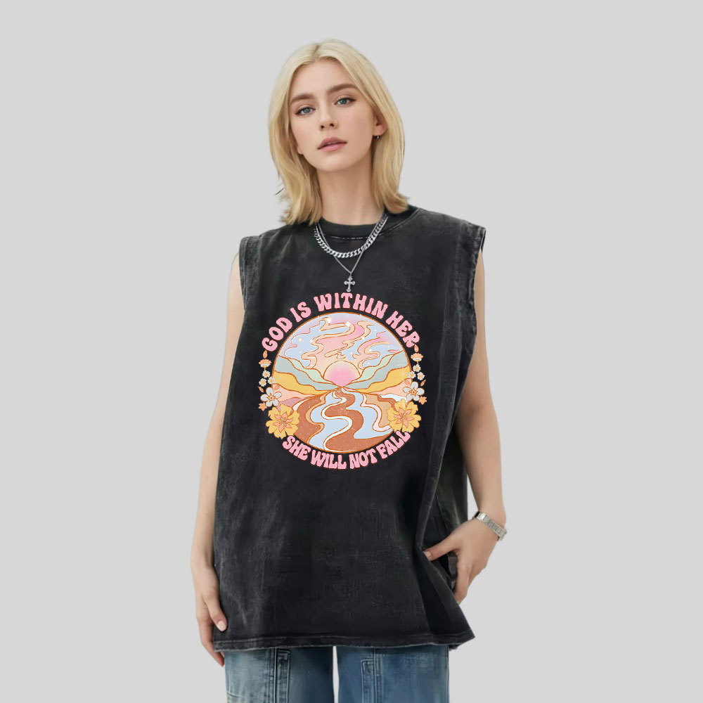 God Is Within Her She Will Not Fall Christian Washed Tank Top