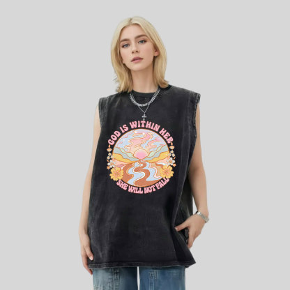 God Is Within Her She Will Not Fall Christian Washed Tank Top