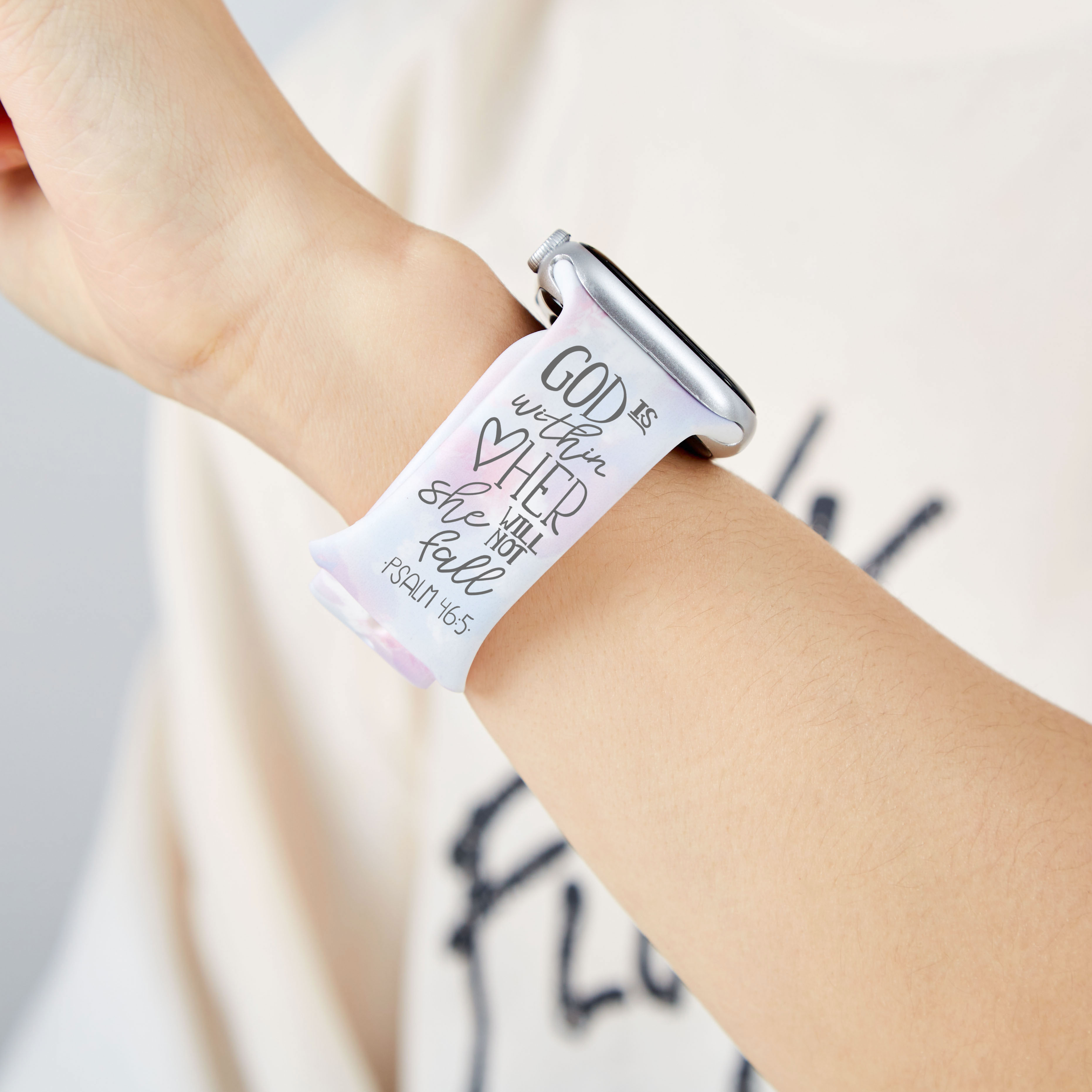 God Is Within Her She Will Not Fall Tie Dye Christian Watch Band