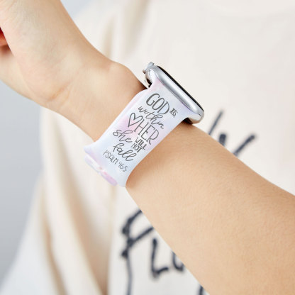 God Is Within Her She Will Not Fall Tie Dye Christian Watch Band