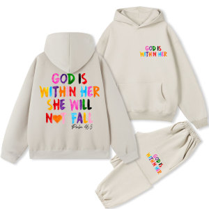 Image of God Is Within Her She Will Not Fall Christian Fleece Hoodie Set