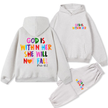 God Is Within Her She Will Not FallChristian Fleece Hoodie Set