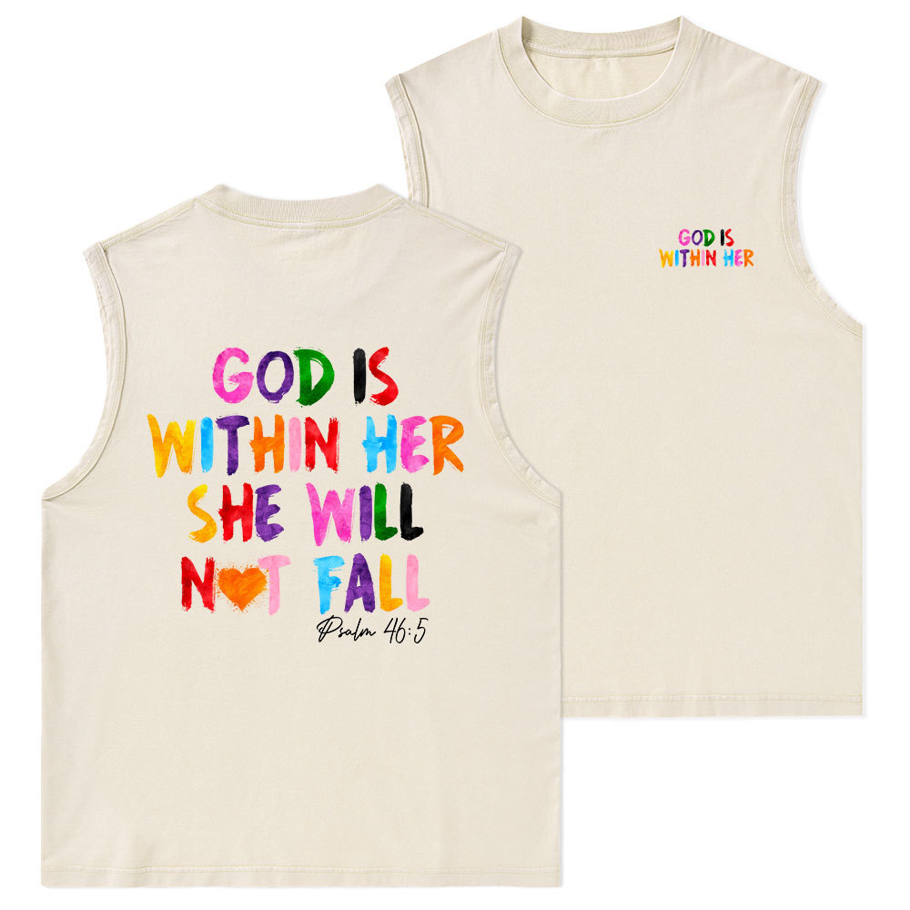 God Is Within Her She Will Not Fall Christian Washed sleeveless Tee