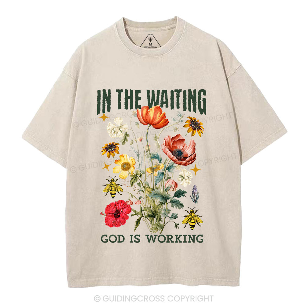 God Is Working Christian Washed T-Shirt