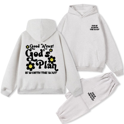 God Is Worth The Wait Christian Fleece Hoodie Set