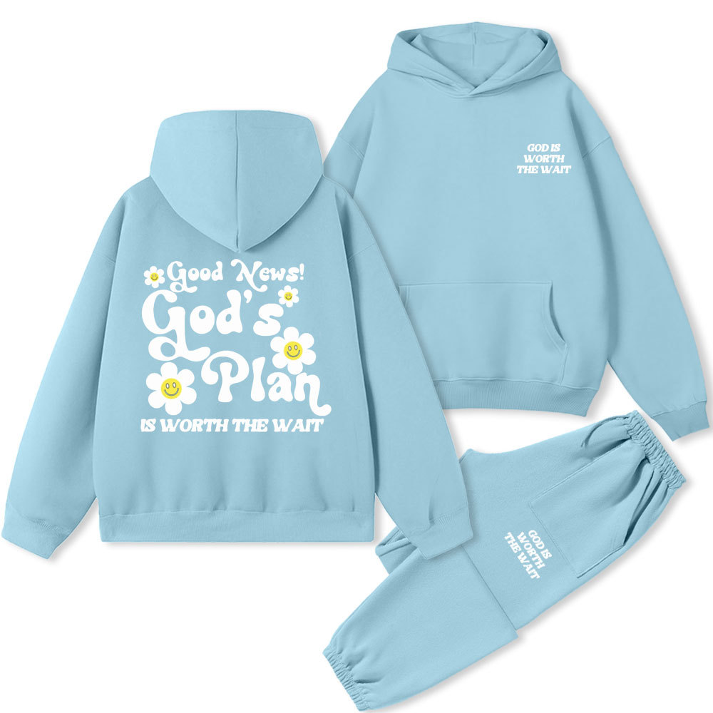 God Is Worth The Wait Christian Fleece Hoodie Set