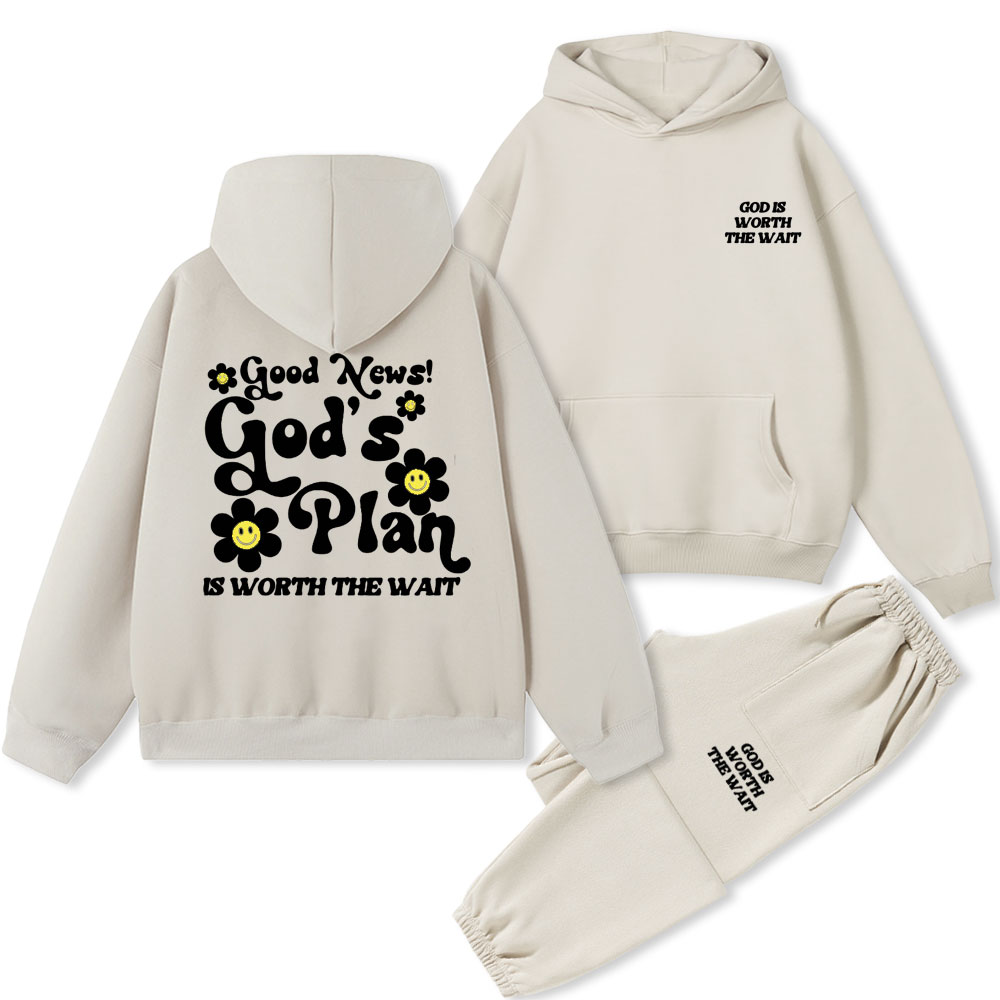 God Is Worth The Wait Christian Fleece Hoodie Set