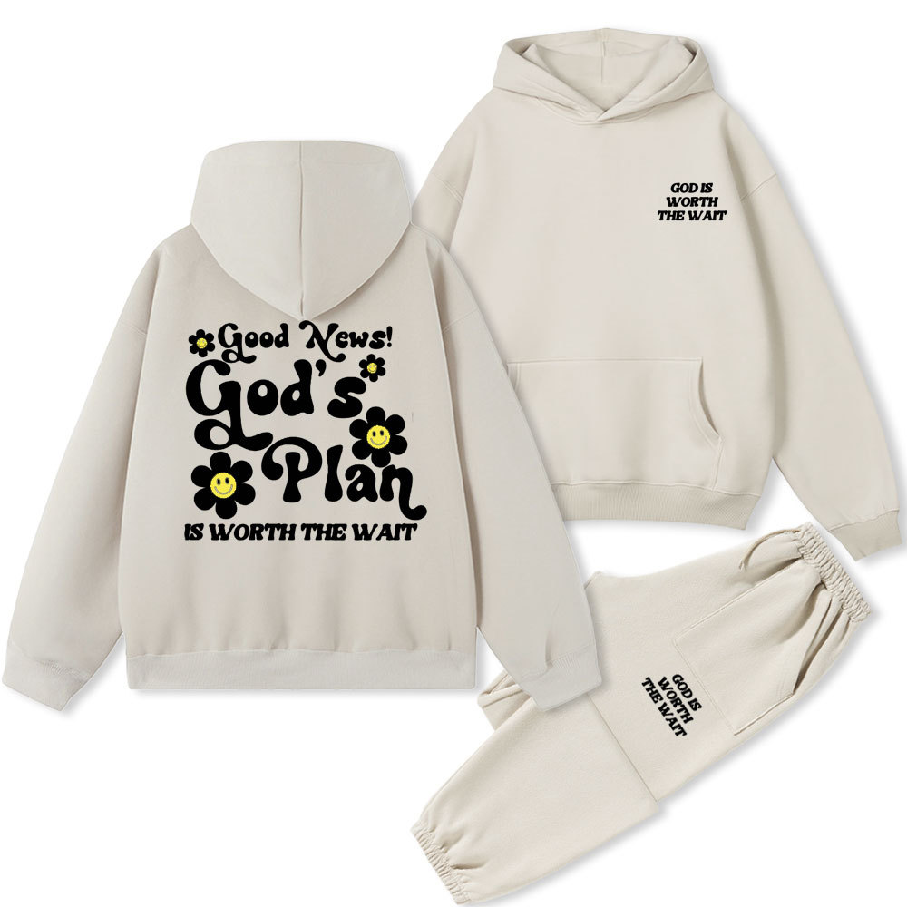 God Is Worth The Wait Christian Fleece Hoodie Set