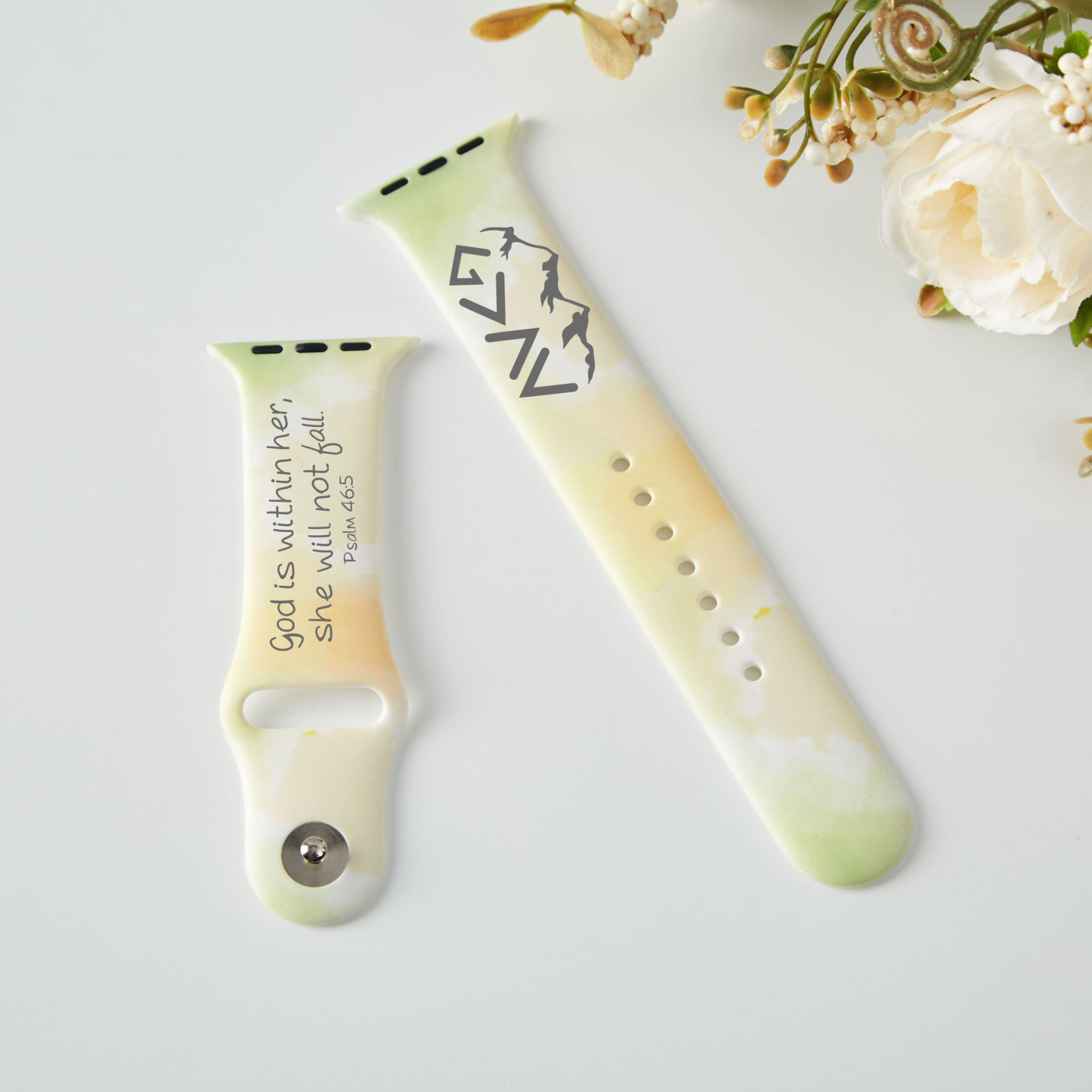 God Is within Her Engraved Christian Print Watch Band